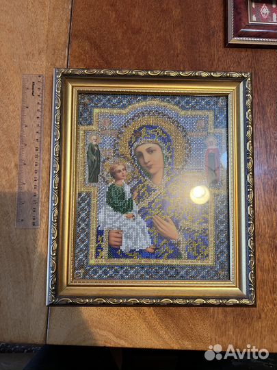 Икона Богоматерь. Большая. Из бисера