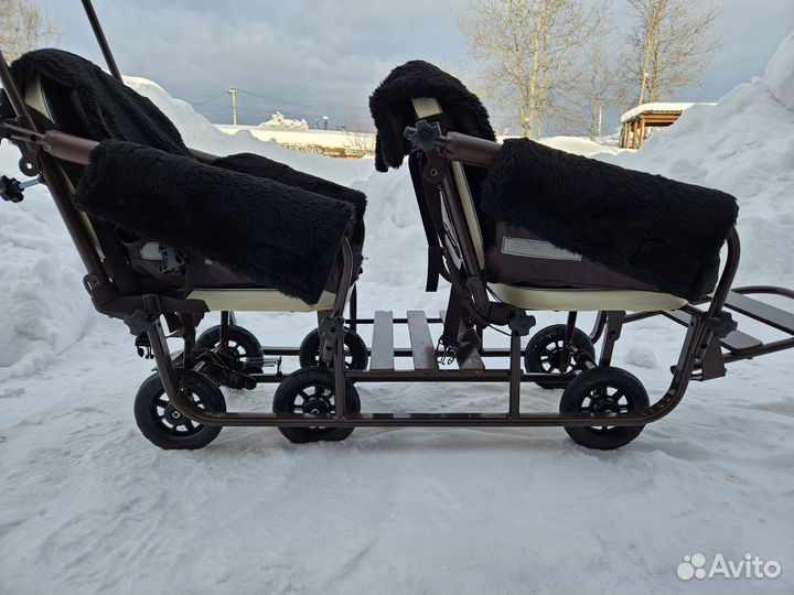 Санки с колёсами для двойни