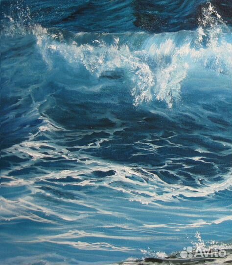 Картина, морской пейзаж маслом 50х70 см, волны