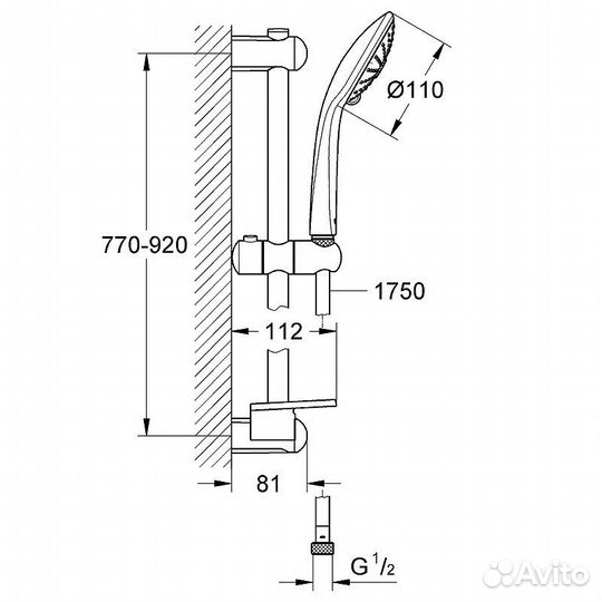 Душевой гарнитур Grohe Euphoria, ручной душ, штанг