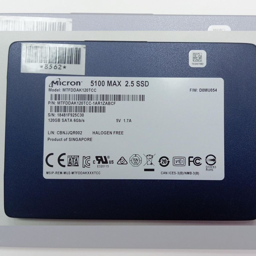 [MTFDDAK120TCC] 120gb Sata Ssd Micron 5100 Max Mtfddak120tcc