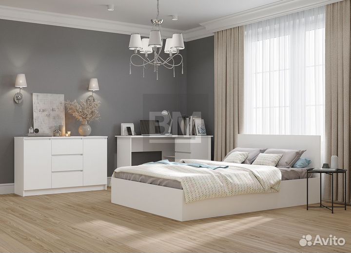 Кровать белая 120х200, полутороспальная