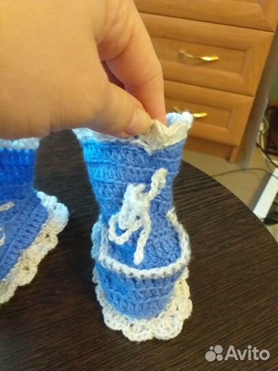 Вязаные пинетки носки сандалики для мальчика