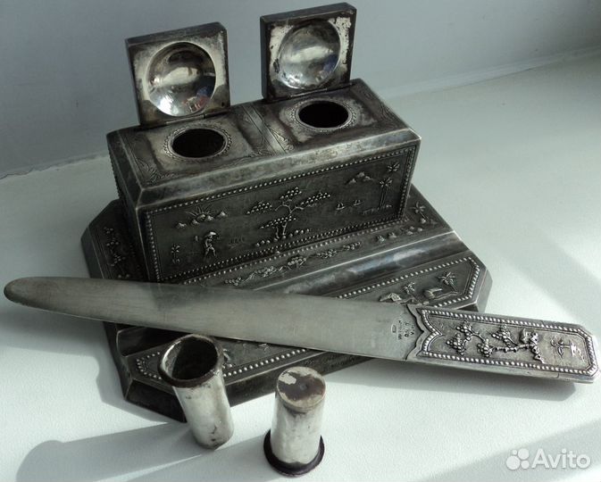 Серебряный чернильный прибор серебро 280 грамм