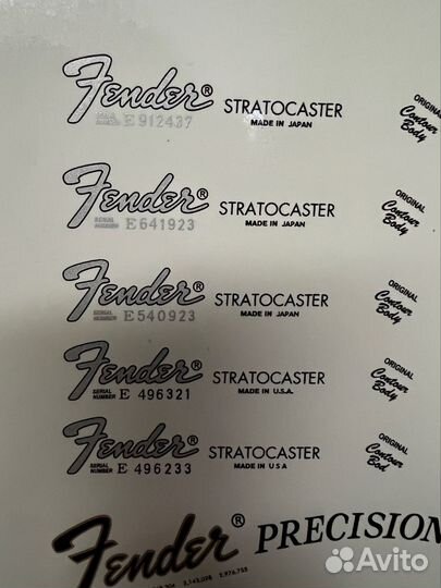 Fender, Gibson, ESP и другие waterslide деколи