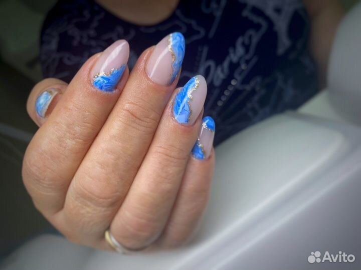 Маникюр наращивание ногтей с покрытием
