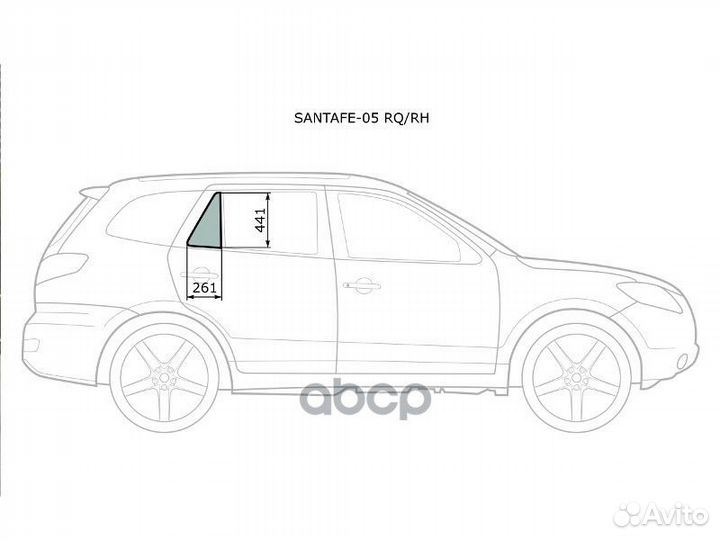 Стекло форточки (уголок) задней правой двери HY