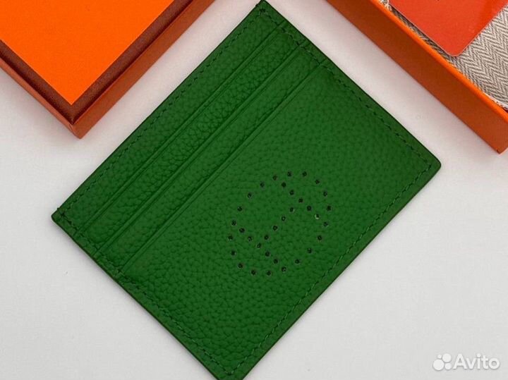 Картхолдер hermes из кожи (10/8 см)