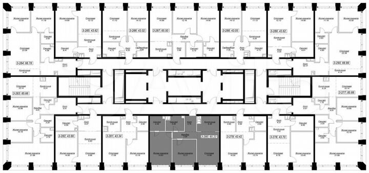 2-к. квартира, 66,1 м², 23/55 эт.