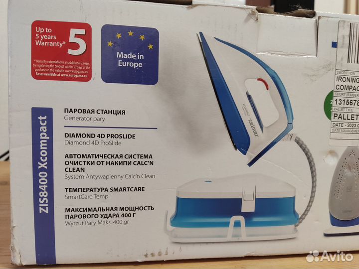 Утюг парогенератор ZIS8400X Zelmer
