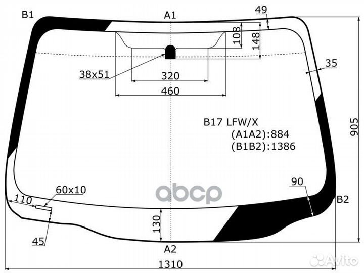 Стекло лобовое nissan almera #B17 4D SED 12- B1