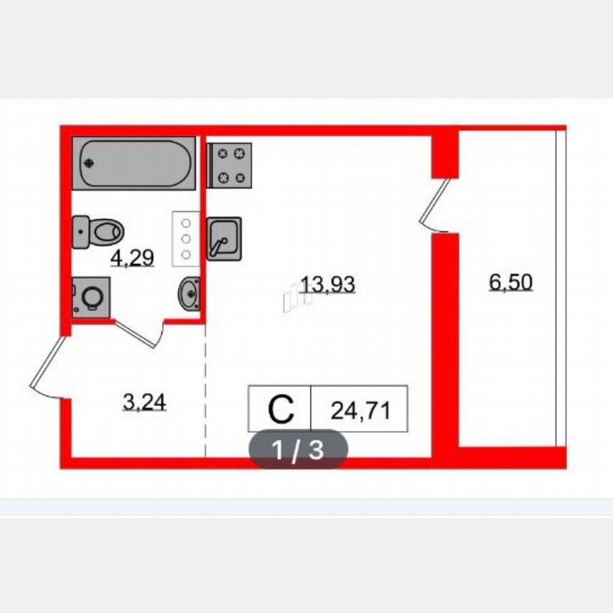 Квартира-студия, 29 м², 8/10 эт.