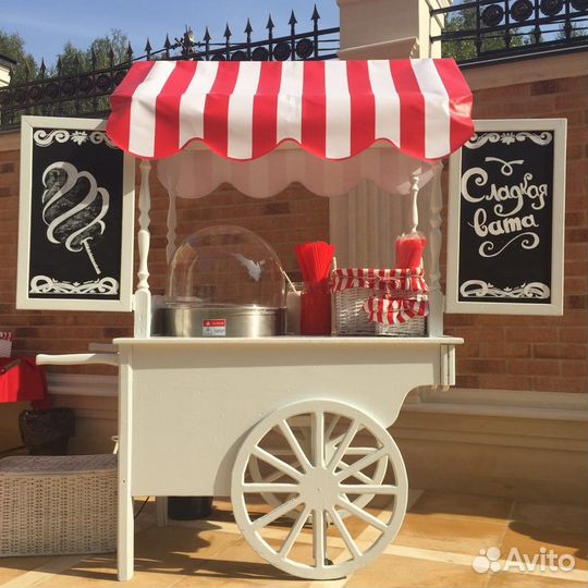 Торговая тележка с аппаратом фигурной сладкой ваты