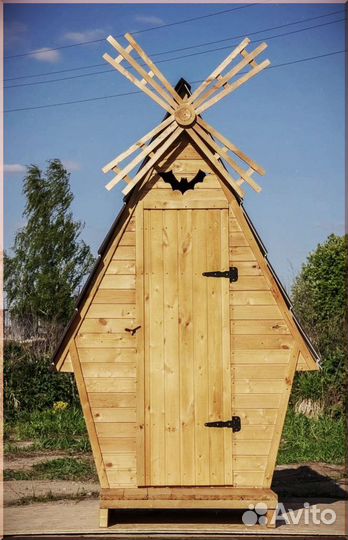 Дачный туалет деревянный прямоугольник PSP