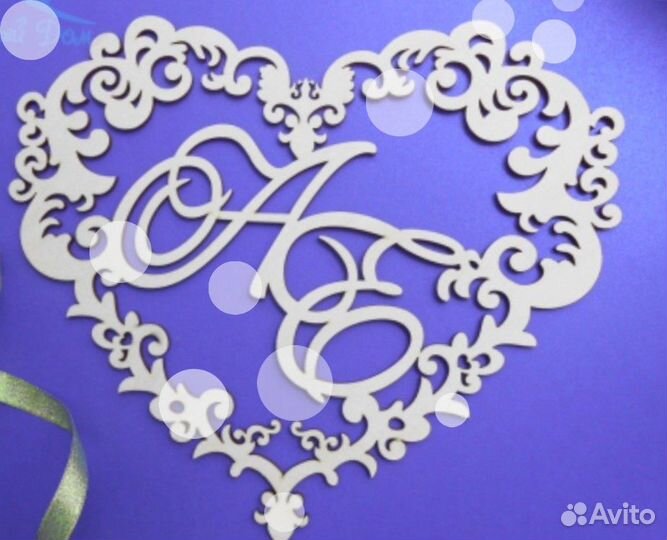 Монограмма на свадьбу, с именами и датой