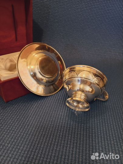 Серебряная чайная, кофейная пара Кубачи 180 грамм