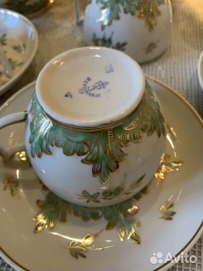 Сервизы чайные Зеленый барбарис. Золотая лента