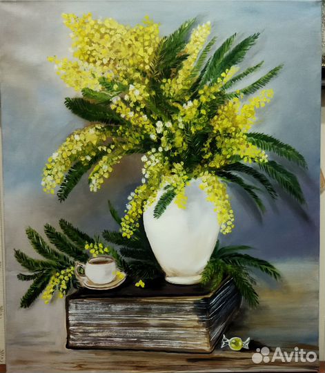 Картина маслом на холсте. Мимоза.60х70