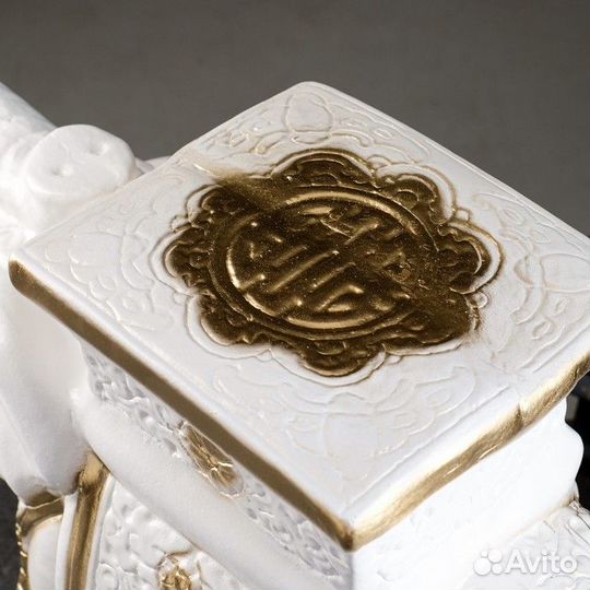 Фигура - подставка 'Слон' бело-золотой, 21х54х43см