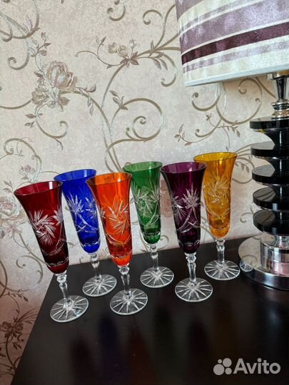 Бокалы цветной хрусталь Чехия