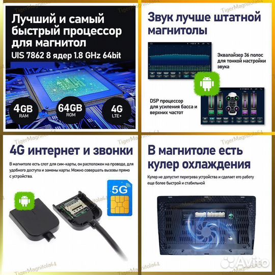 Магнитола LADA Xray 2015-2022г 4/64GB