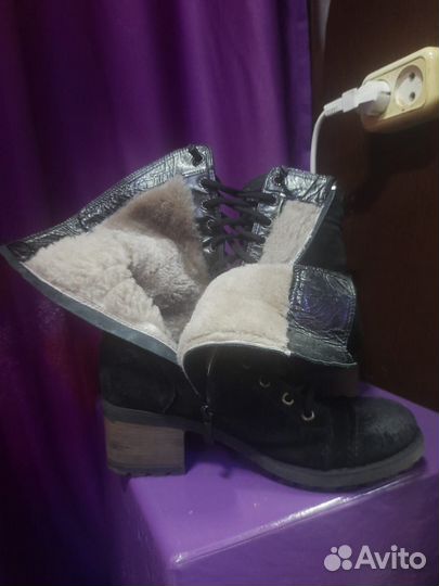 Ботинки зимние натуральная кожа (замша) р.37-38