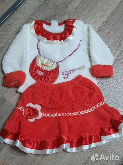 Теплая кофта и юбка для девочки новая