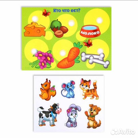 Игра на липучках «Кто что ест» с мягкими деталями