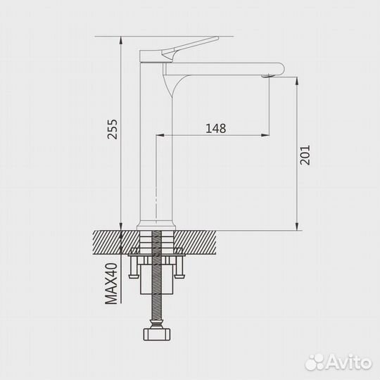 Смеситель для раковины Shevanik S8311T, оружейная сталь