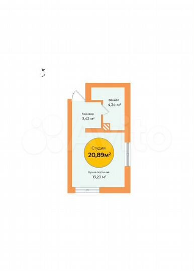 Квартира-студия, 20,9 м², 19/21 эт.