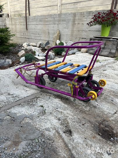Детские санки коляска с колесами бу