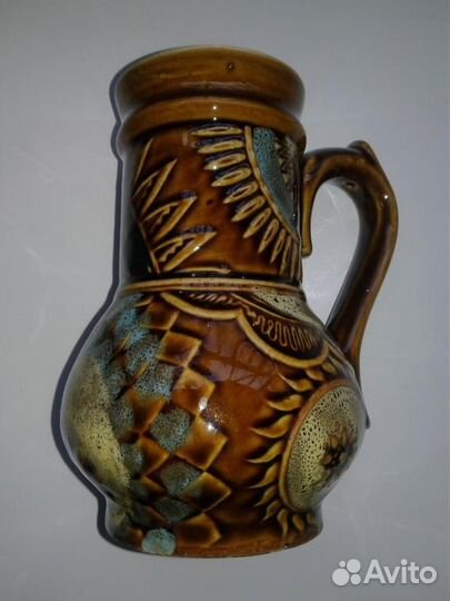 Кувшин кружка подсолнухи. СССР, 1970-е гг. Керамик