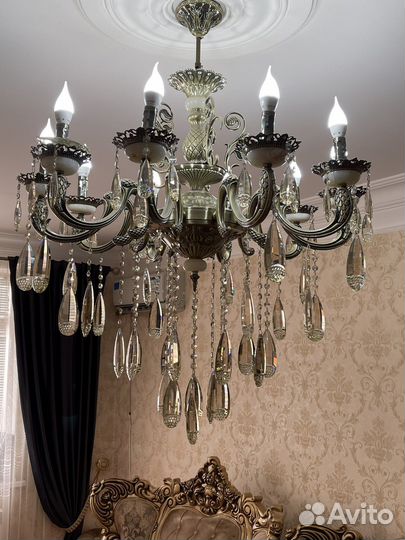 Люстра бронза+хрусталь