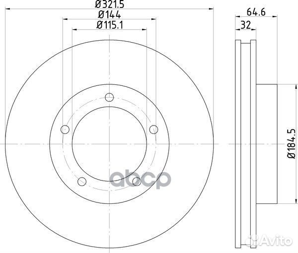 Диск тормозной передний 322x32 5 отв. с покры