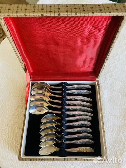 Набор мельхиоровых ложек чайные и кофейные СССР