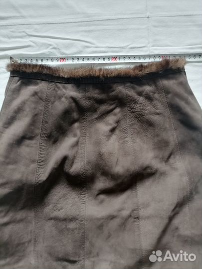 Костюм пиджак и юбка.Замша+норка