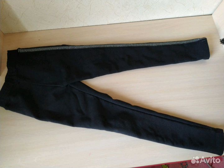 Черные качественные лосины штаны в школу на худую девочку рост 134