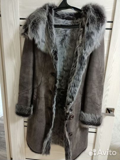 Дубленка женская зимняя длинная 44