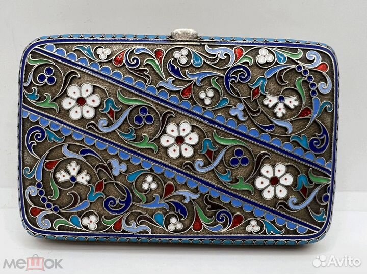 Портсигар серебро эмаль. 84 проба