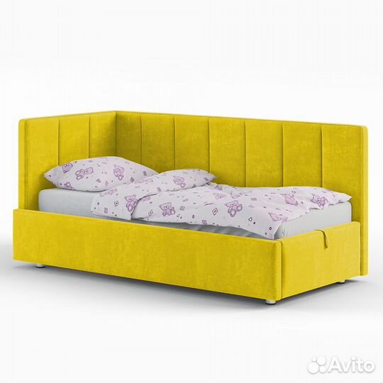 Угловая кровать Quadrа в мягкой обивке для девочек