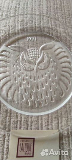 Тарелка декоративная Lalique 1971 сова Лалик