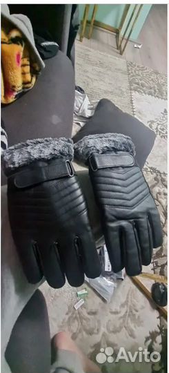 Зимние мужские меховые перчатки с изоляцией