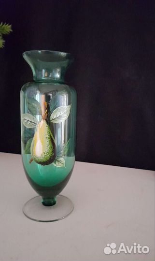 Ваза на ножке цветное стекло СССР