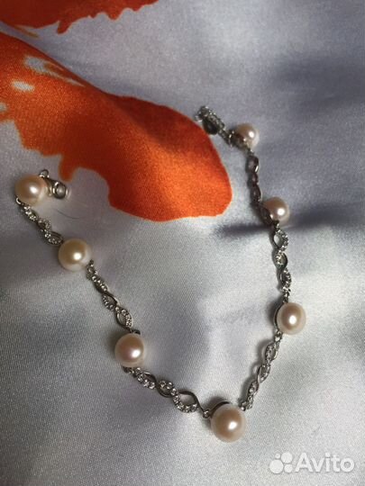 Серебряный браслет с жемчугом