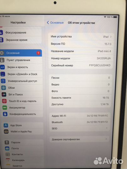 iPad mini 4 16gb
