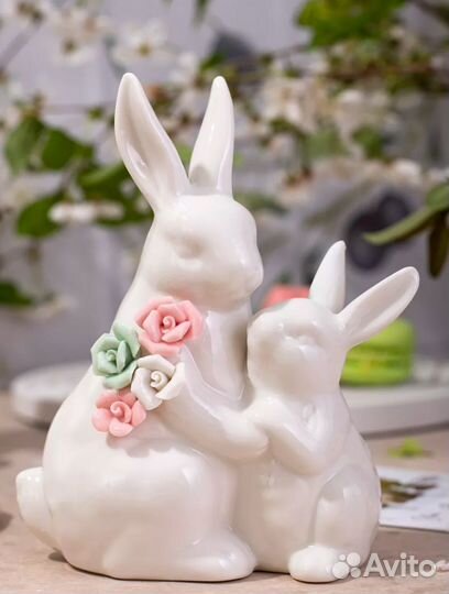 Статуэтка фарфор Кролики, пасха, подарок маме