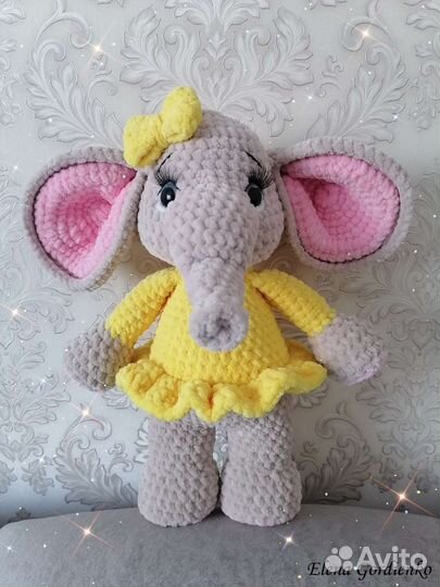 Вязаная плюшевая игрушка, слонёнок