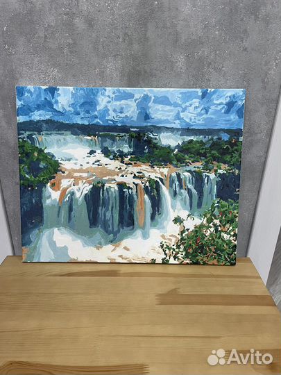 Картина нарисована акрилом «Ниагара Фолс» 40х50