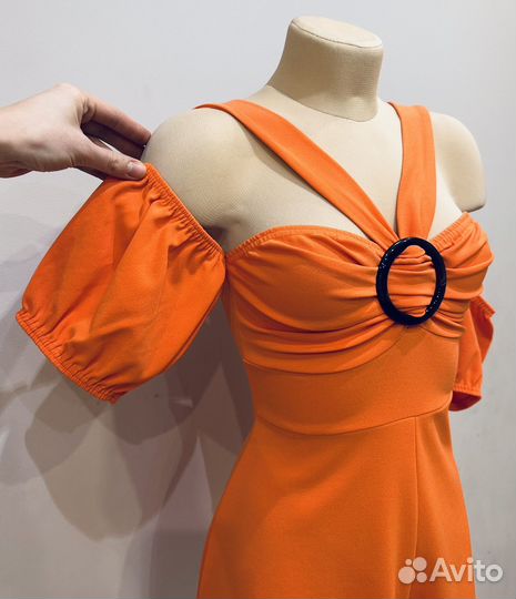 Ярко оранжевый комбинезон ромпер Boohoo