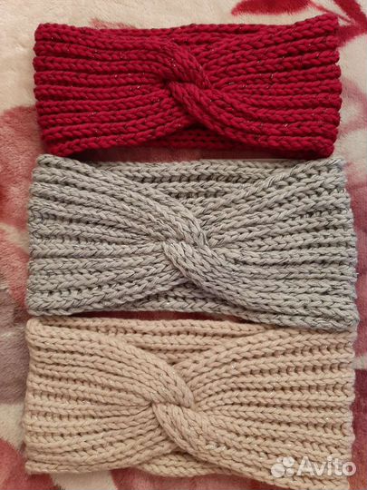 Повязка на голову вязаная. Новая